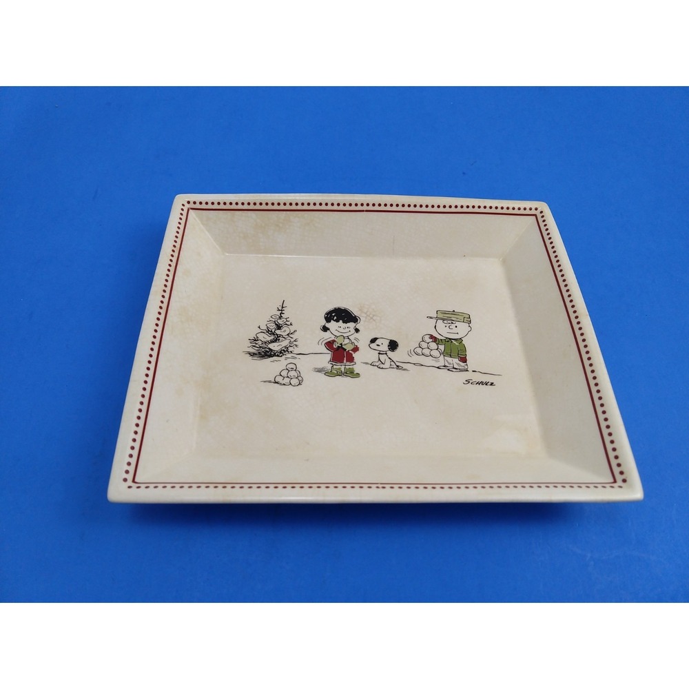Hallmark Peanuts Snoopy Winter Snowball Scene Dish Nesting Plate